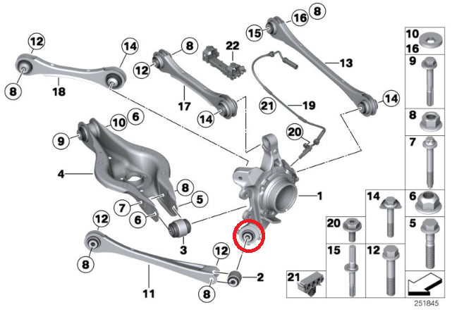 SPL Rear Traction Arm Knuckle Bushing F2X F3X
